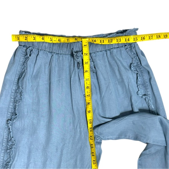 Easel light blue chambray denim wide leg elastic waist pull on pants size Large - Picture 5 of 13